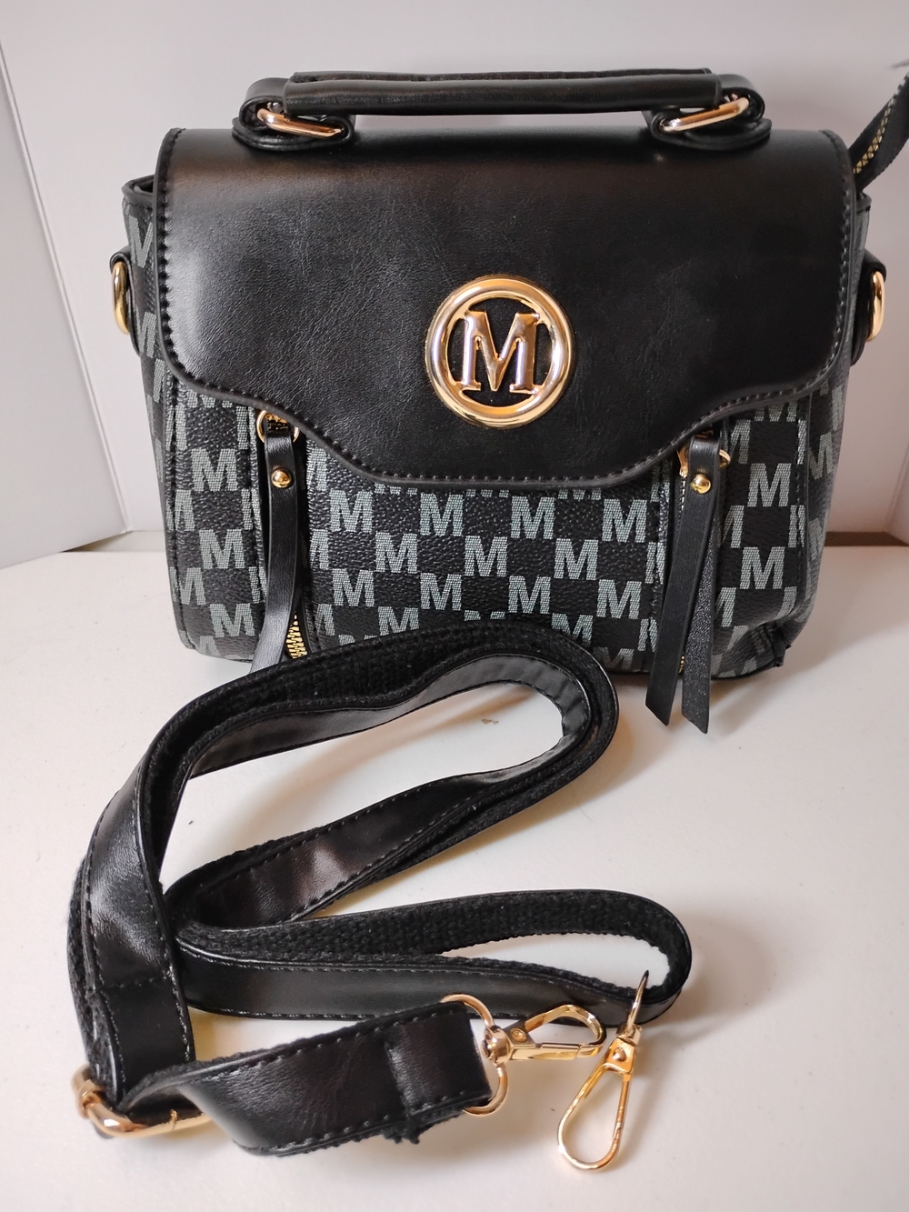 Black 'M' Logo Crossbody Bag - Women Bags